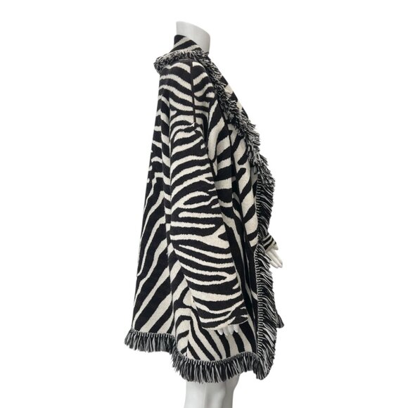 $2930 Alanui Charcoal Brown Ivory Fringe Tassel Cardigan Wool Sweater size Small - Picture 4 of 9